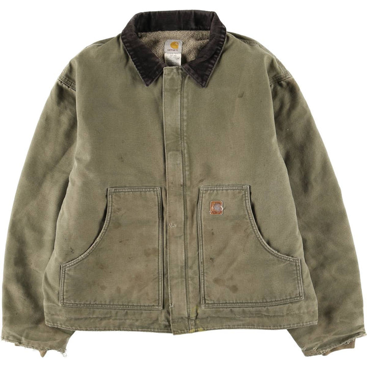 2000'S Carhartt Traditional Padded Duck Work Jacket, Men's XXL cotton Khaki type Vintage Second Hand