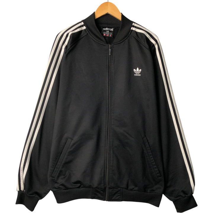 Vintage 80s-90'S adidas jersey track jacket, men's XL size polyester black type Vintage Second Hand