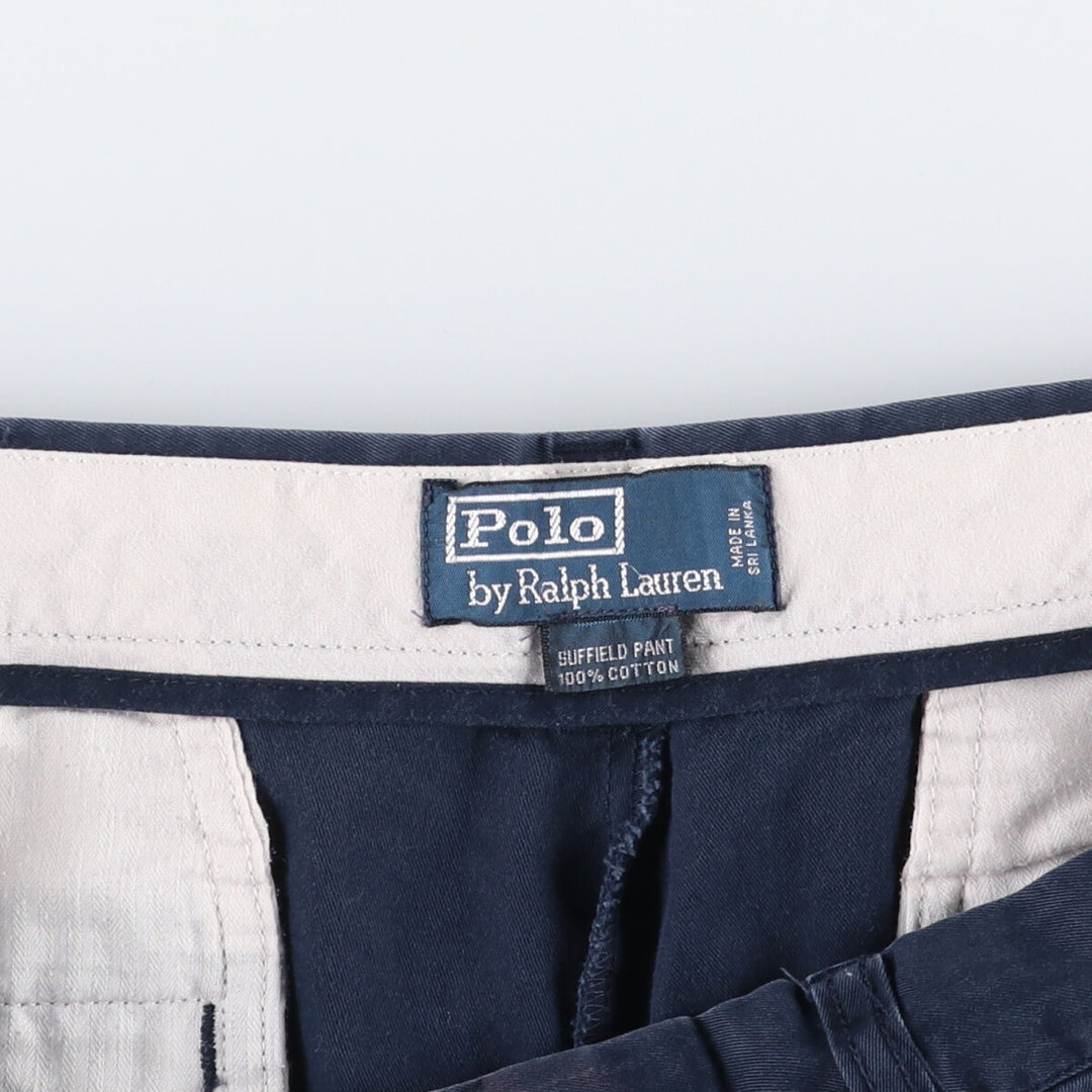 Ralph Lauren POLO by Ralph Lauren SUFFIELD PANT chino pants, men's size W37 cotton navy blue type Vintage Second Hand