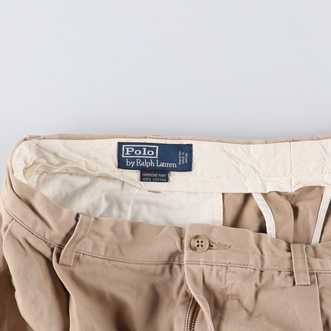 Ralph Lauren POLO by Ralph Lauren HAMMOND PANT, two-pleat chino pants, men's w36 equivalent cotton Beige type Vintage Second Hand