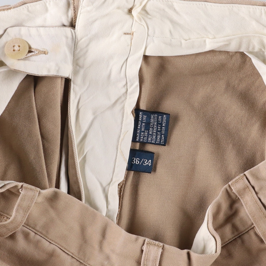 Ralph Lauren POLO by Ralph Lauren HAMMOND PANT, two-pleat chino pants, men's w36 equivalent cotton Beige type Vintage Second Hand