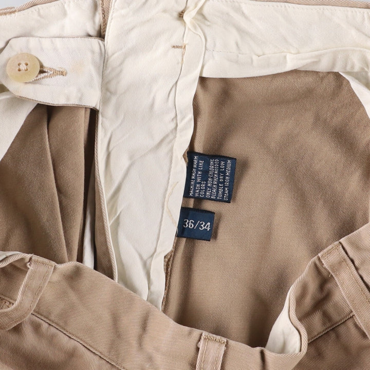 Ralph Lauren POLO by Ralph Lauren HAMMOND PANT, two-pleat chino pants, men's w36 equivalent cotton Beige type Vintage Second Hand