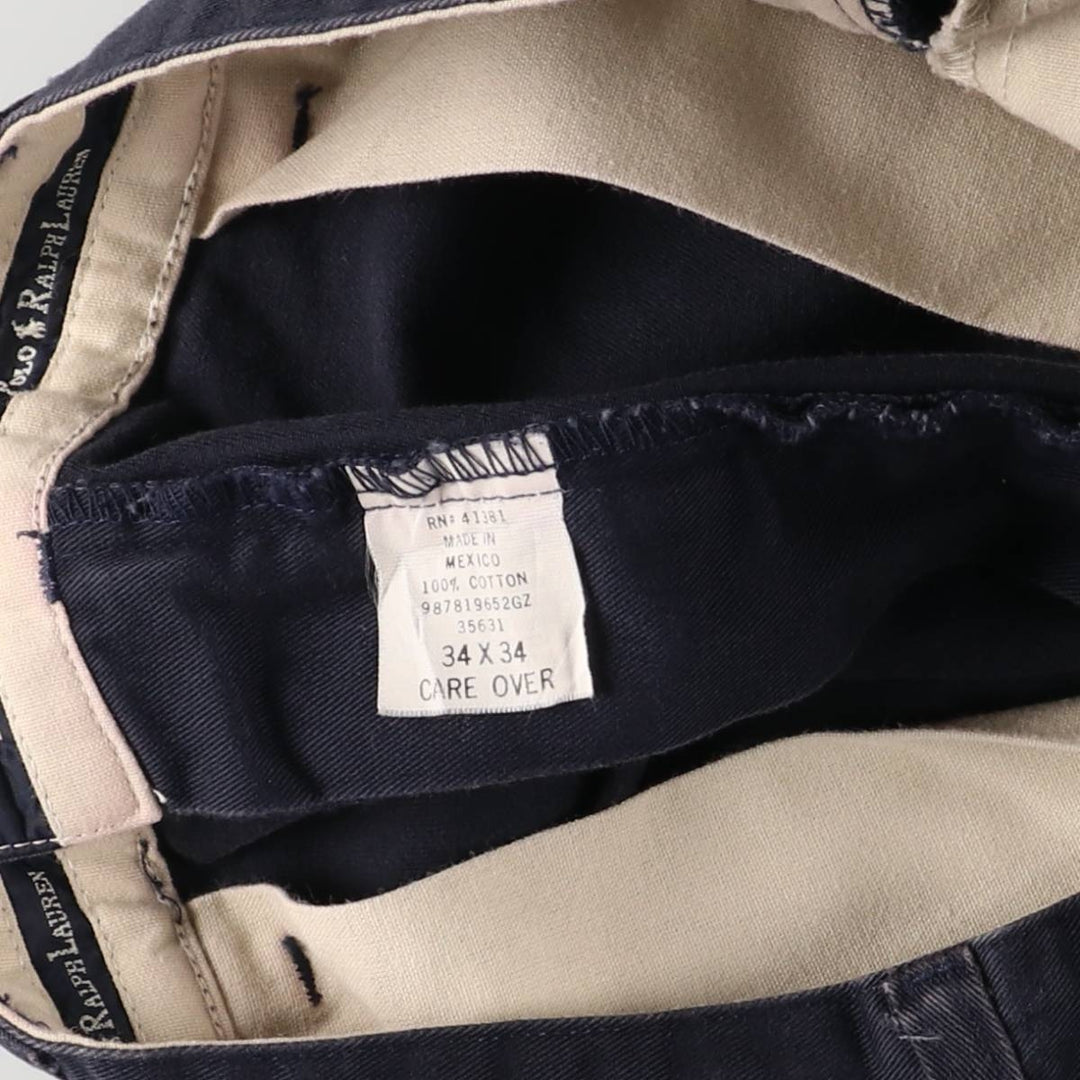 Ralph Lauren POLO RALPH LAUREN Two-pleat chino pants for men, size W34 cotton navy blue type Vintage Second Hand