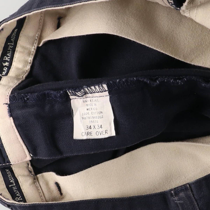 Ralph Lauren POLO RALPH LAUREN Two-pleat chino pants for men, size W34 cotton navy blue type Vintage Second Hand