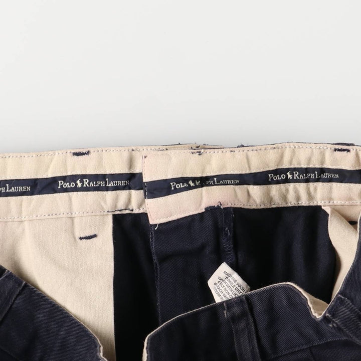 Ralph Lauren POLO RALPH LAUREN Two-pleat chino pants for men, size W34 cotton navy blue type Vintage Second Hand