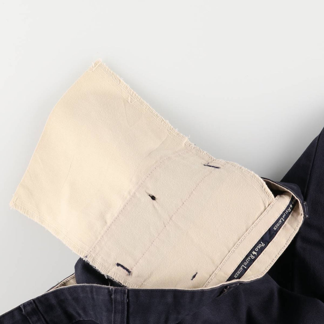 Ralph Lauren POLO RALPH LAUREN Two-pleat chino pants for men, size W34 cotton navy blue type Vintage Second Hand