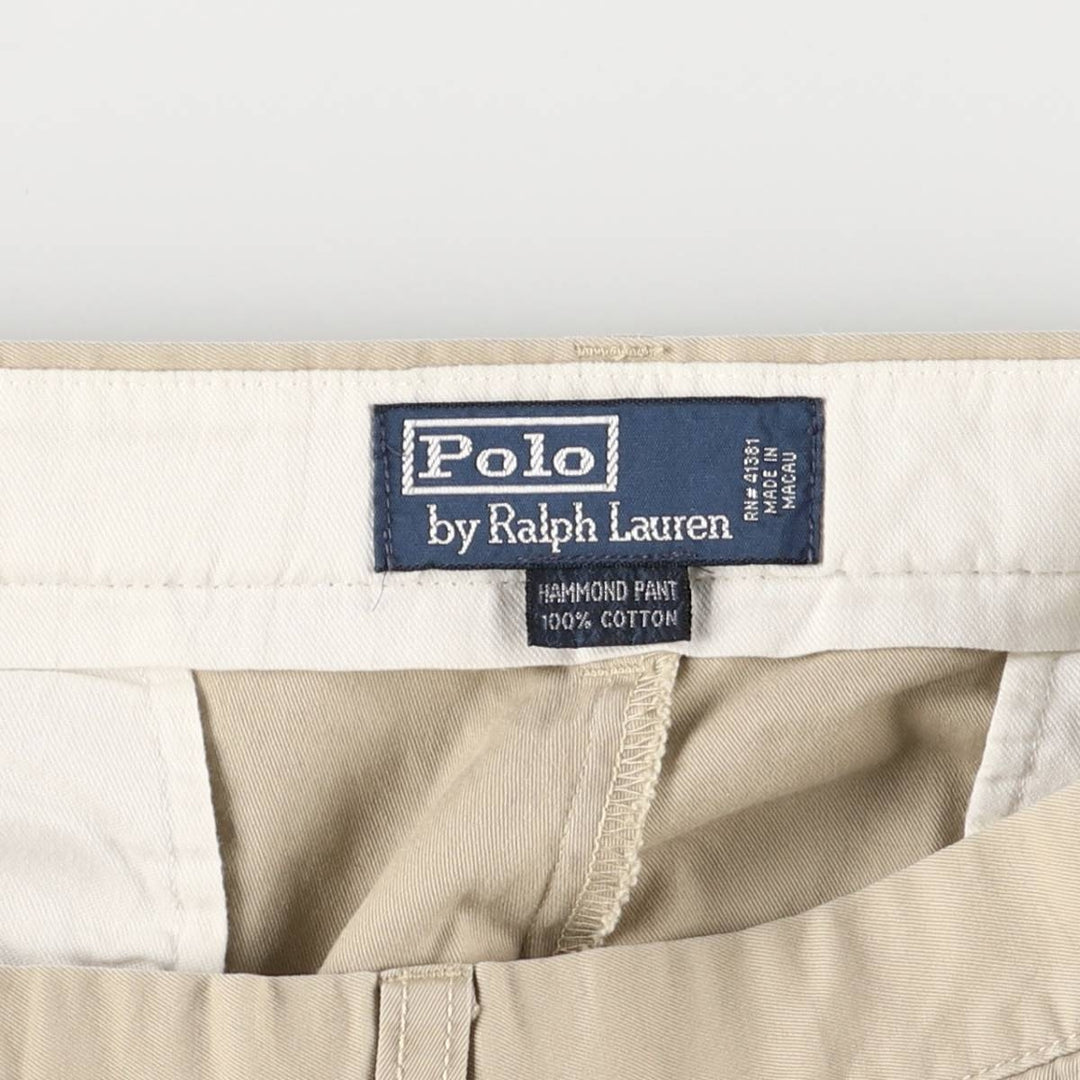 Ralph Lauren POLO by Ralph Lauren HAMMOND PANT, two-pleat chino pants, men's w36 equivalent cotton Beige type Vintage Second Hand