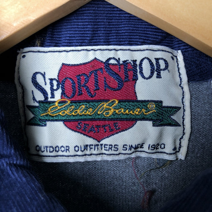 Vintage 1990'S Eddie Bauer multi-border long-sleeved rugby shirt, men's size XL cotton Green type dark green Vintage Second Hand
