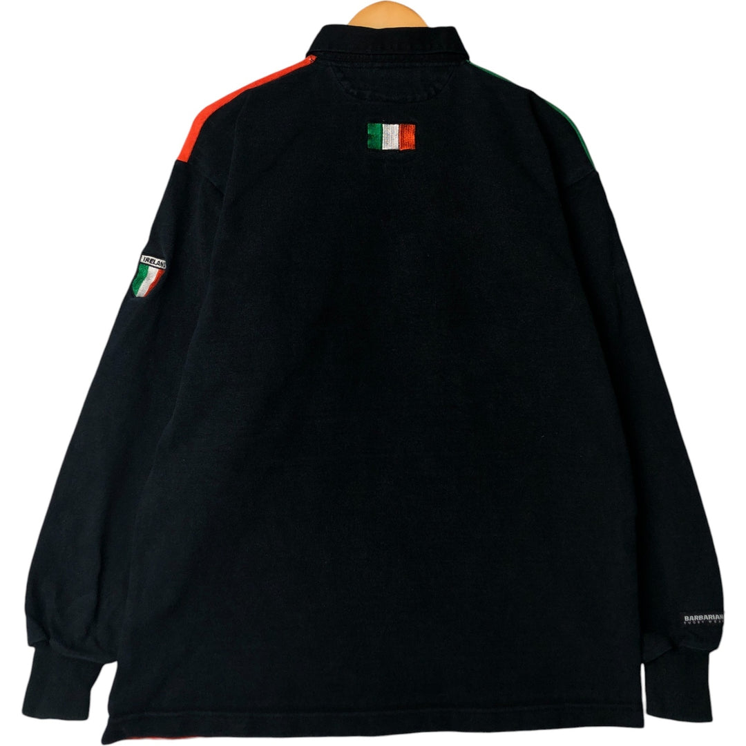 Barbarian BARBARIAN Long Sleeve Rugby Shirt, Men's XL cotton navy blue type Vintage Second Hand