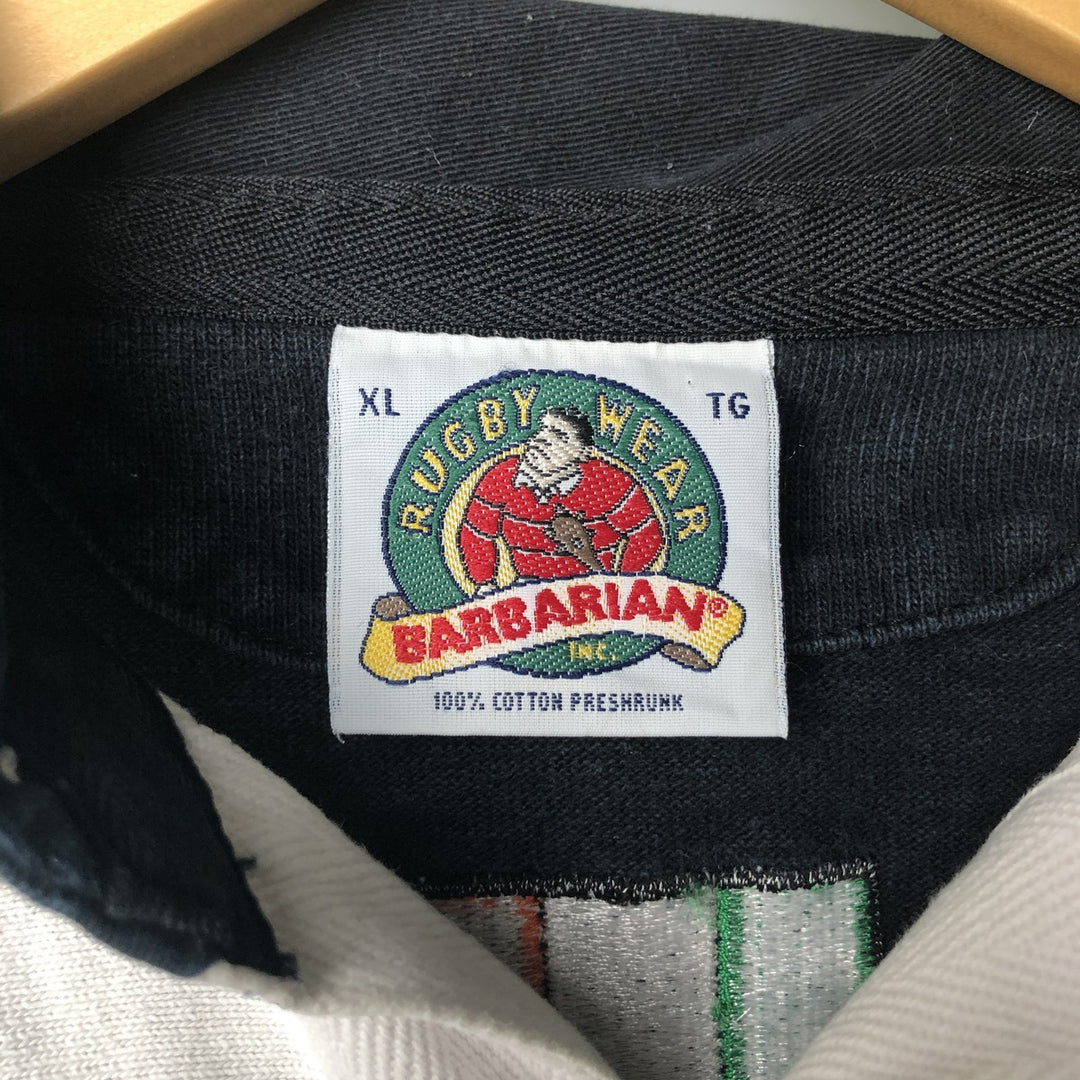 Barbarian BARBARIAN Long Sleeve Rugby Shirt, Men's XL cotton navy blue type Vintage Second Hand