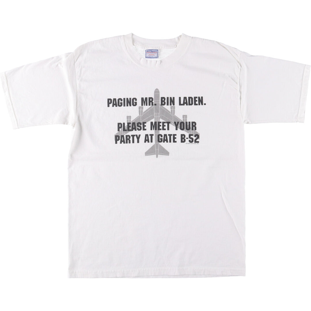 90'S All Sports ALL SPORT Message Print T-Shirt, Made in USA, Men's Size L, Vintage cotton white type Vintage Second Hand