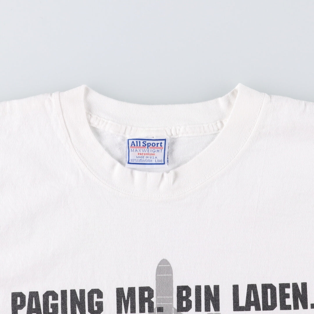 90'S All Sports ALL SPORT Message Print T-Shirt, Made in USA, Men's Size L, Vintage cotton white type Vintage Second Hand