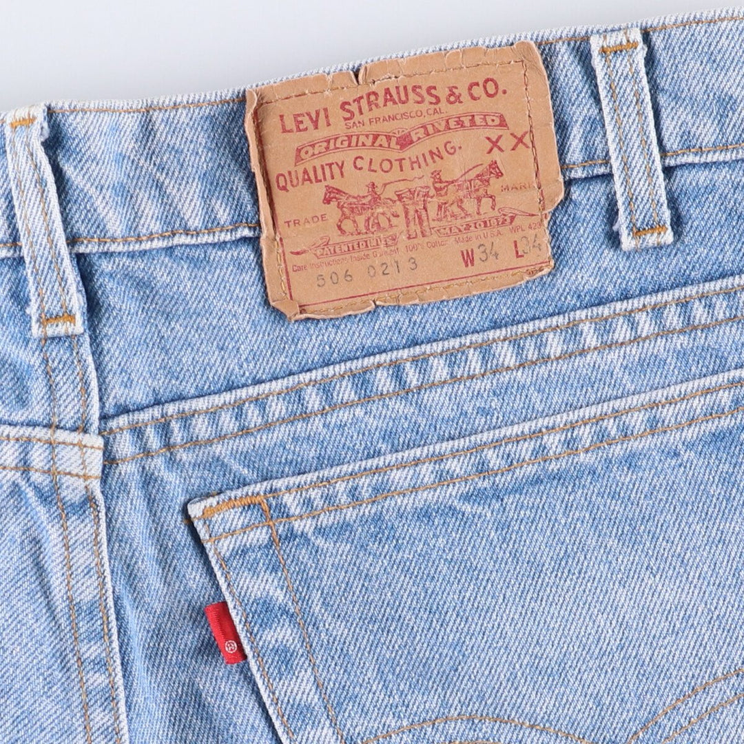 90'S Levi's 506-0213 Straight Denim Pants, Made in USA, Men's, Size 34, Vintage cotton blue type Vintage Second Hand