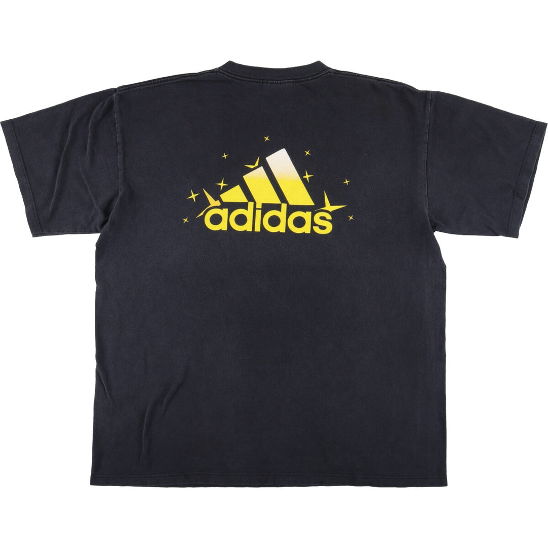 Adidas sports print T-shirt, men's size L cotton black type Vintage Second Hand