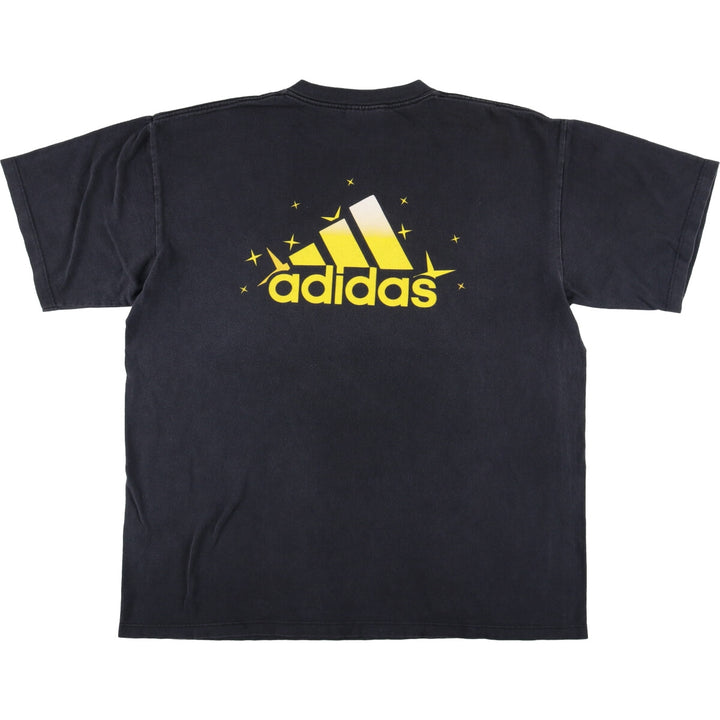 Adidas sports print T-shirt, men's size L cotton black type Vintage Second Hand
