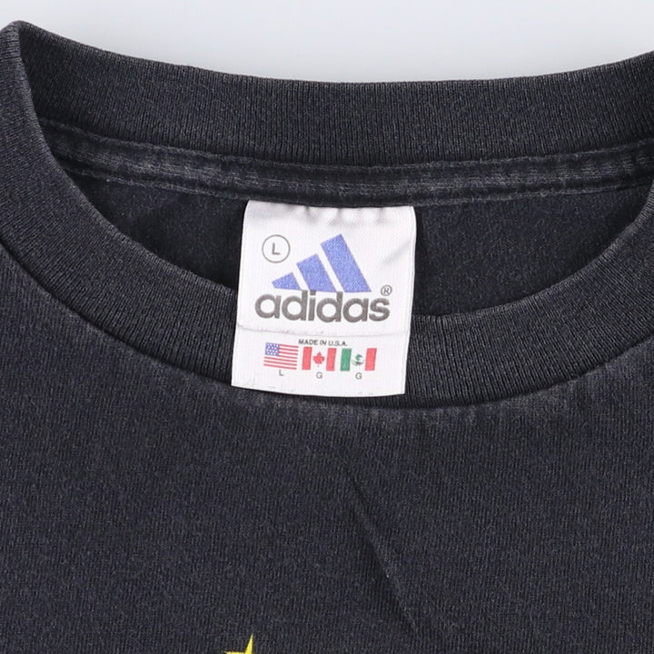 Adidas sports print T-shirt, men's size L cotton black type Vintage Second Hand