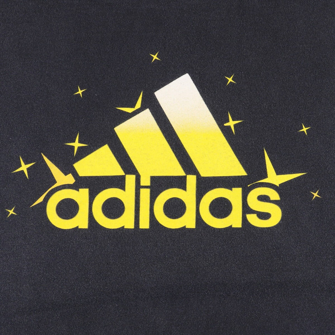 Adidas sports print T-shirt, men's size L cotton black type Vintage Second Hand