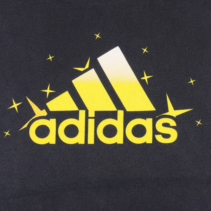 Adidas sports print T-shirt, men's size L cotton black type Vintage Second Hand