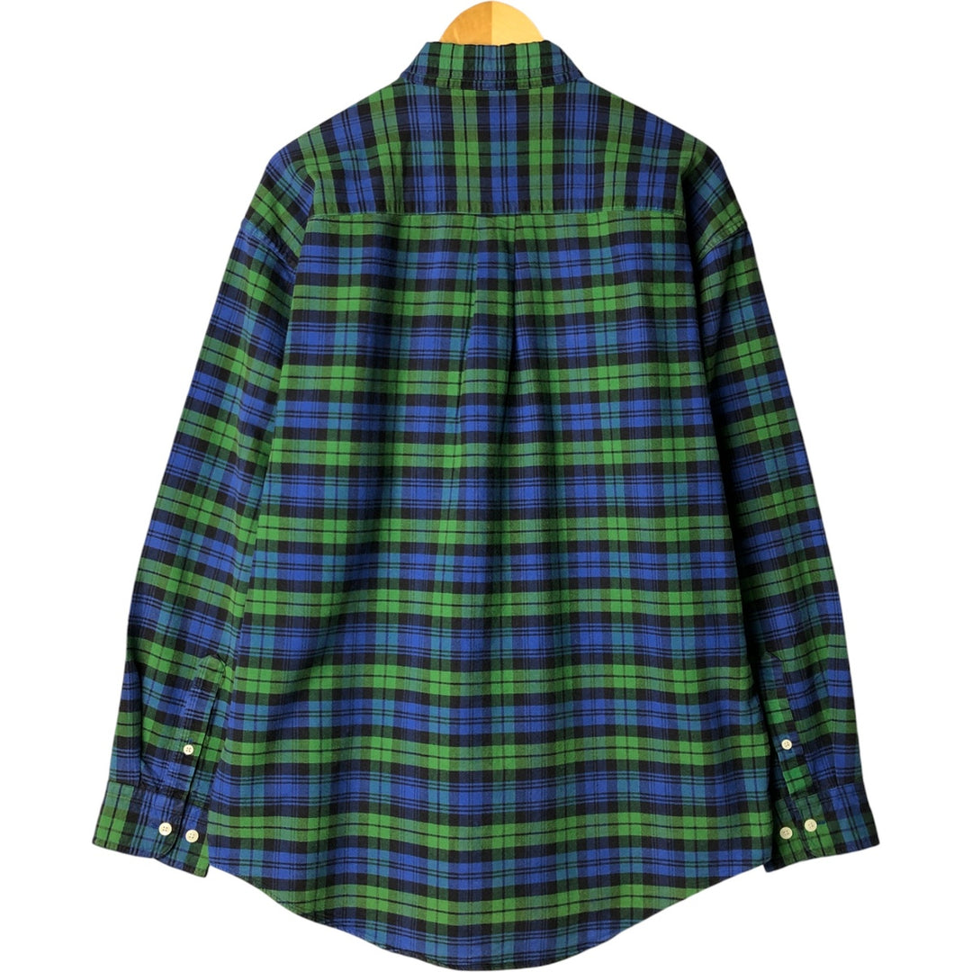 90'S Vintage Gap Blackwatch Check Long Sleeve Button-Down Check Shirt, Men's Size L cotton blue type Vintage Second Hand