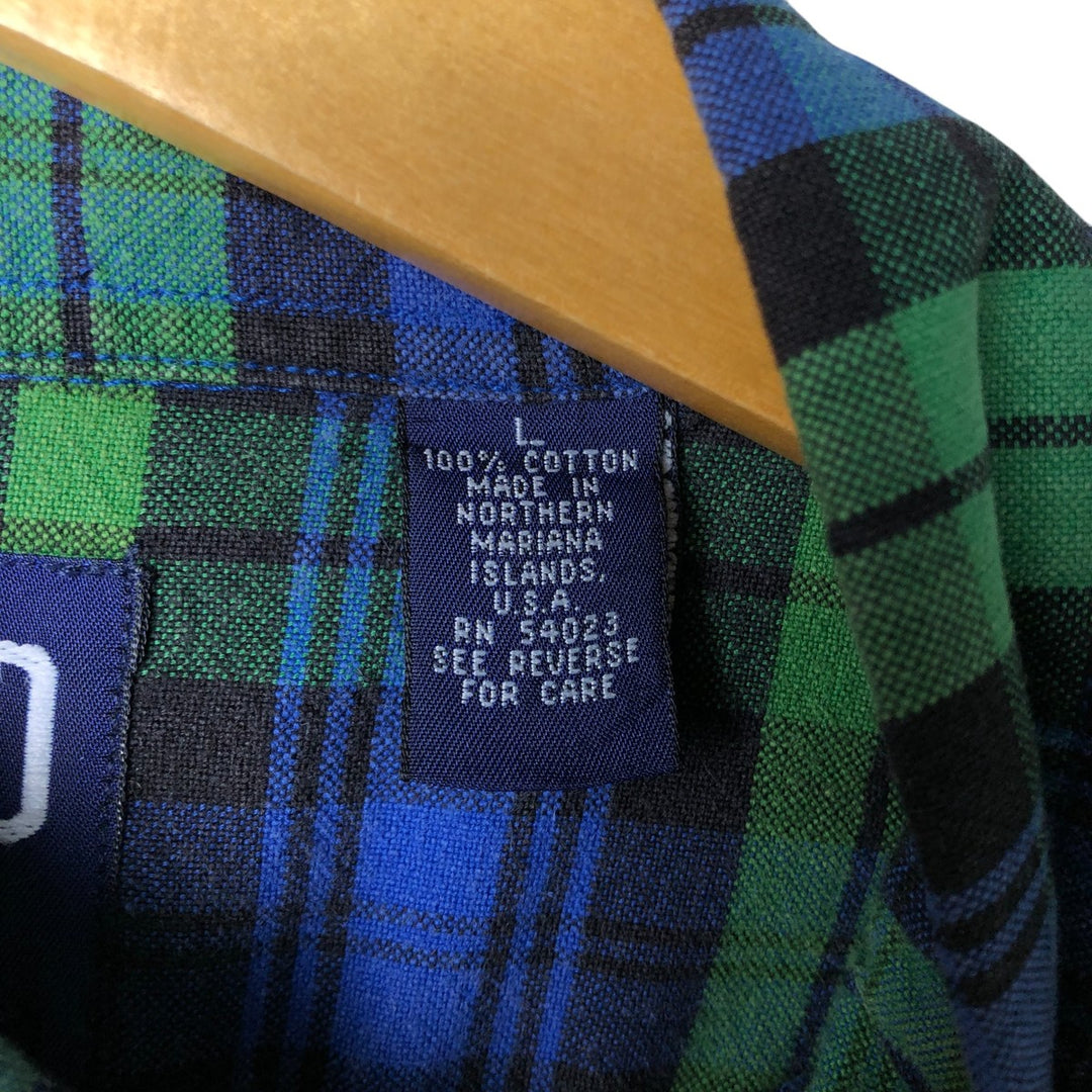 90'S Vintage Gap Blackwatch Check Long Sleeve Button-Down Check Shirt, Men's Size L cotton blue type Vintage Second Hand