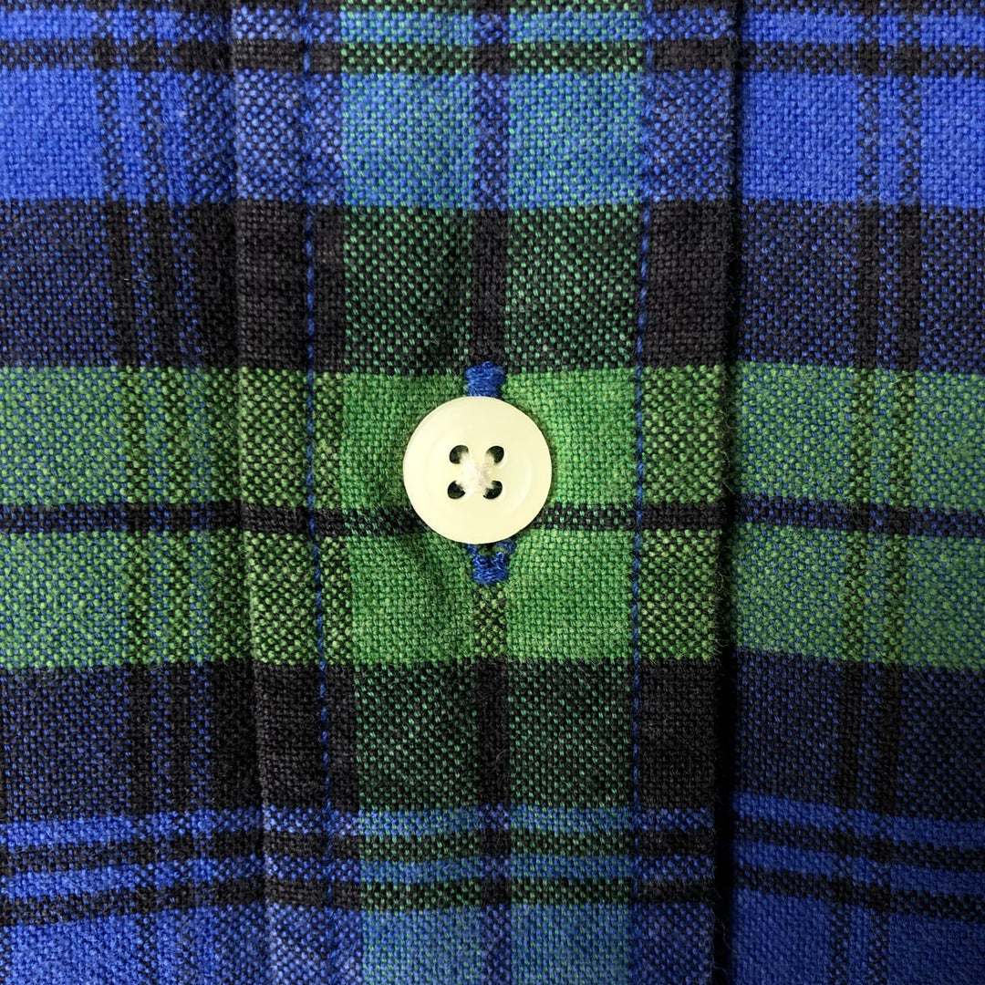 90'S Vintage Gap Blackwatch Check Long Sleeve Button-Down Check Shirt, Men's Size L cotton blue type Vintage Second Hand