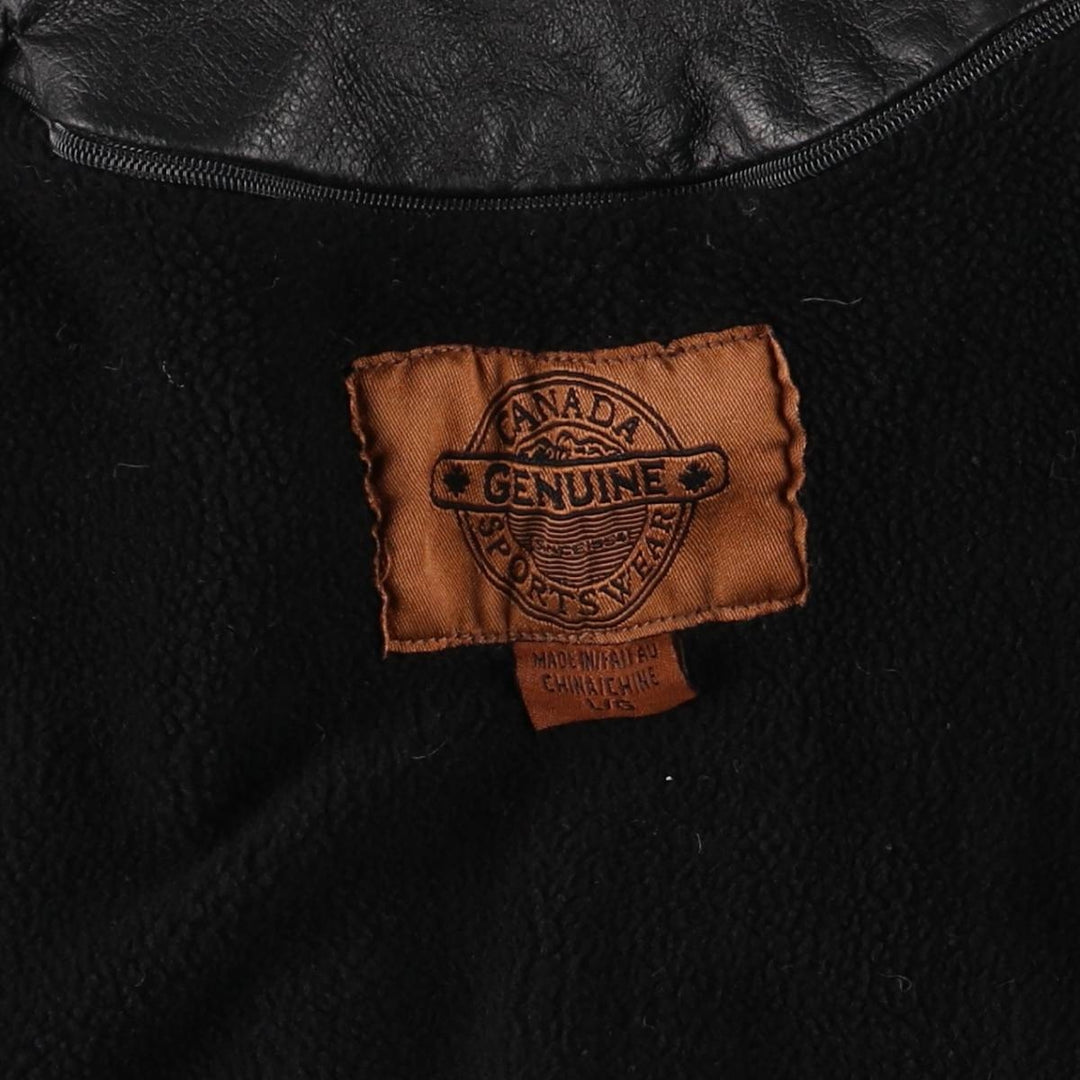 CANADA SPORTSWEAR Ford Leather Flight Jacket, Men's Size L genuine leather black type Vintage Second Hand