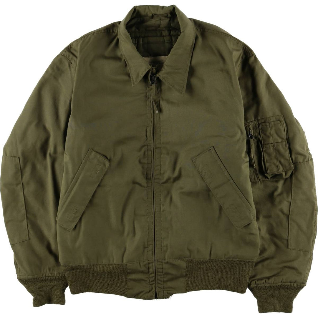 1980'S US Military Tanker Jacket, Made in USA, Medium-Long, Men's Size M, Vintage Nylon Khaki type Vintage Second Hand