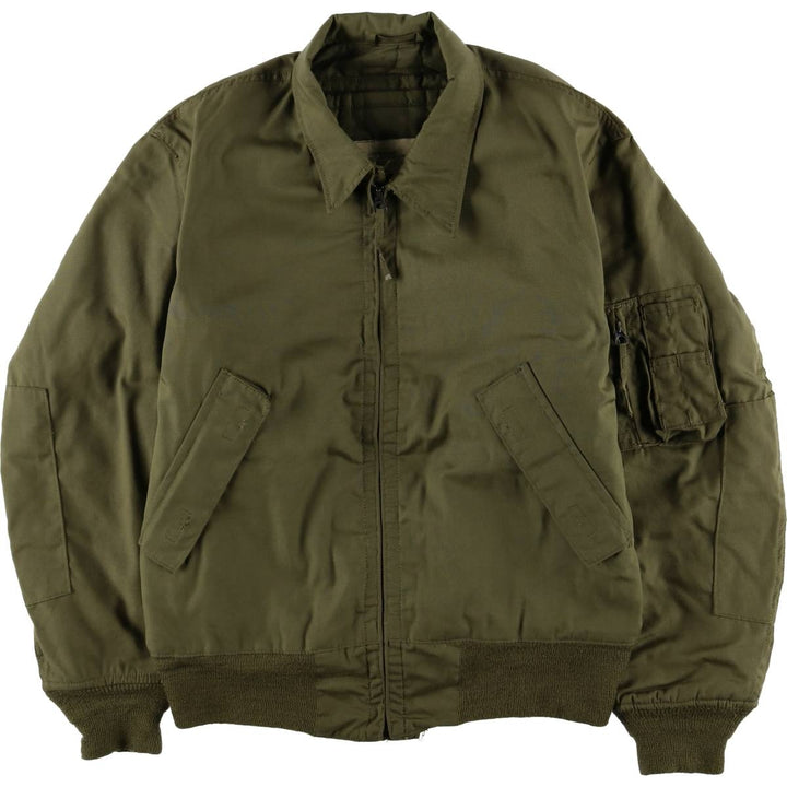 1980'S US Military Tanker Jacket, Made in USA, Medium-Long, Men's Size M, Vintage Nylon Khaki type Vintage Second Hand