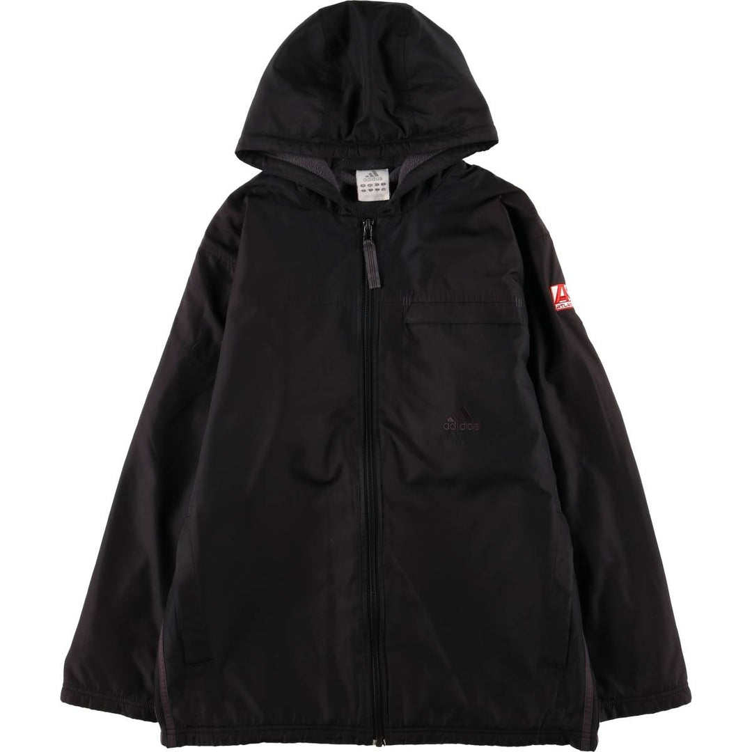 2000'S Adidas hooded windbreaker, men's size small polyester black type Vintage Second Hand