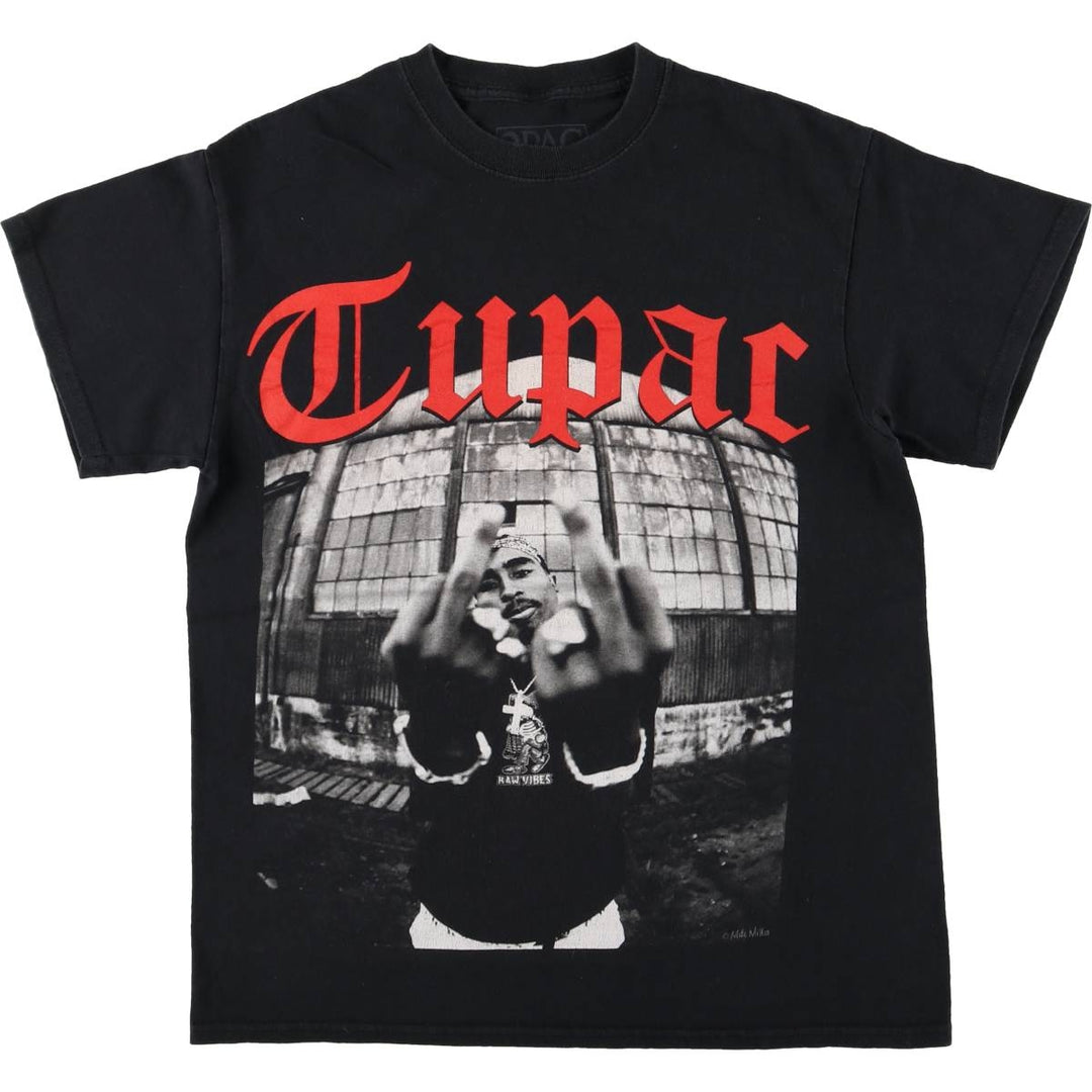 2pac Rap T-shirt, Men's M size cotton black type Vintage Second Hand
