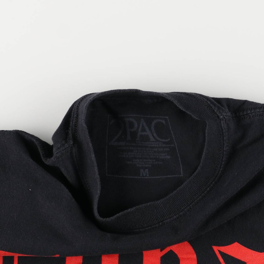 2pac Rap T-shirt, Men's M size cotton black type Vintage Second Hand