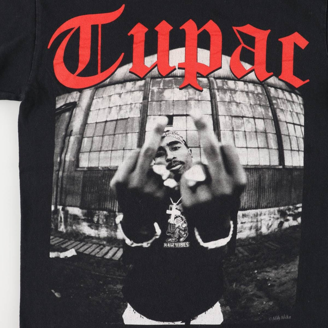 2pac Rap T-shirt, Men's M size cotton black type Vintage Second Hand