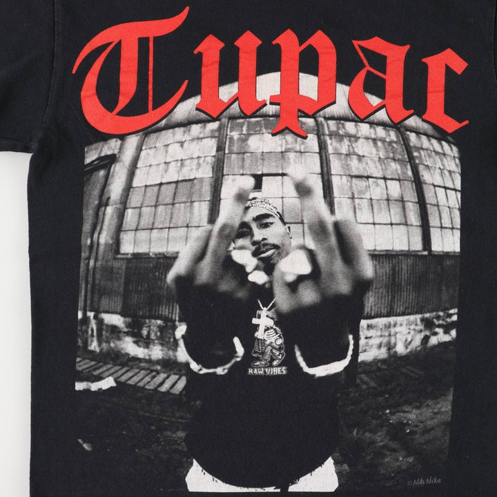 2pac Rap T-shirt, Men's M size cotton black type Vintage Second Hand