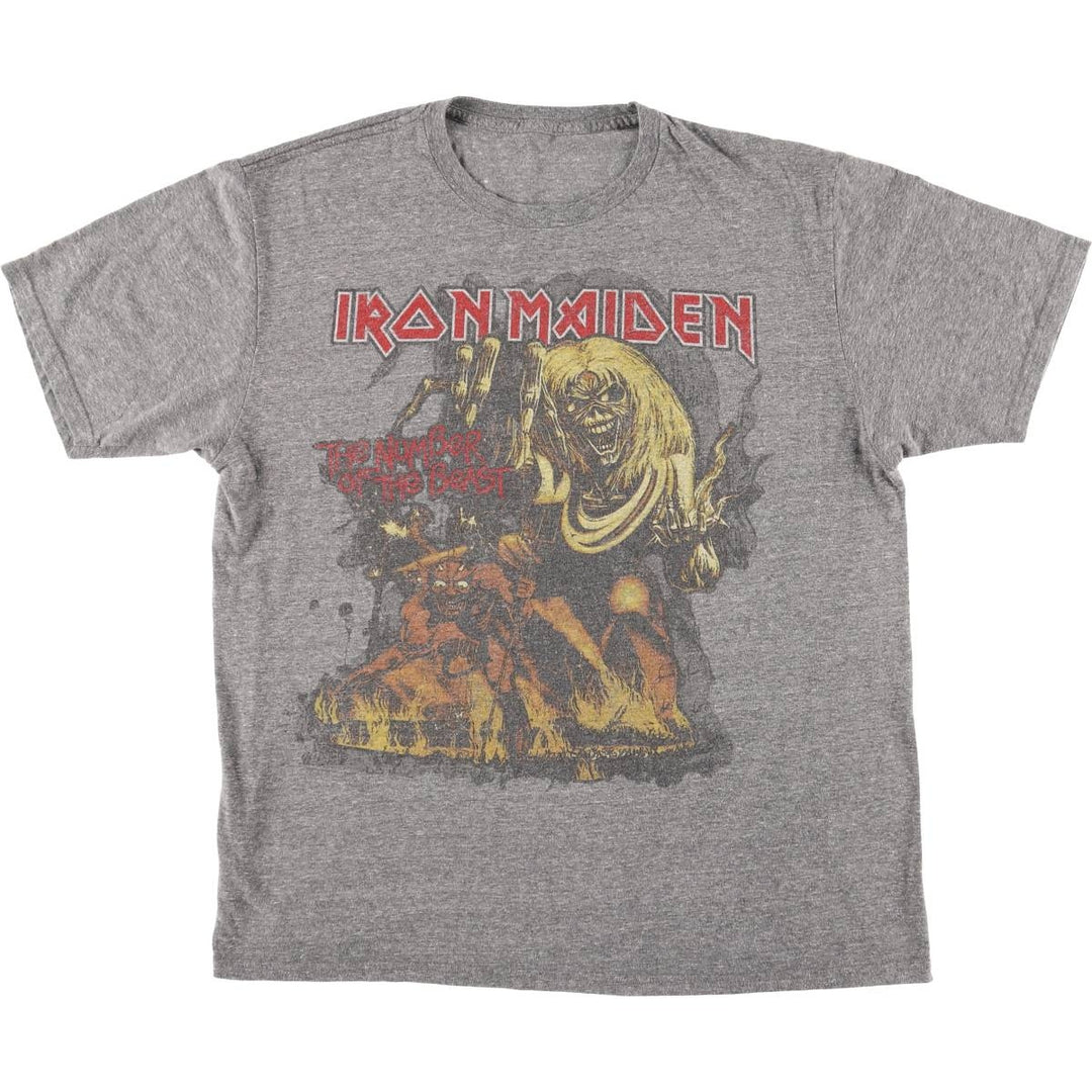 IRON MAIDEN Iron Maiden Band T-shirt Band T Men's L size unclear gray type Vintage Second Hand