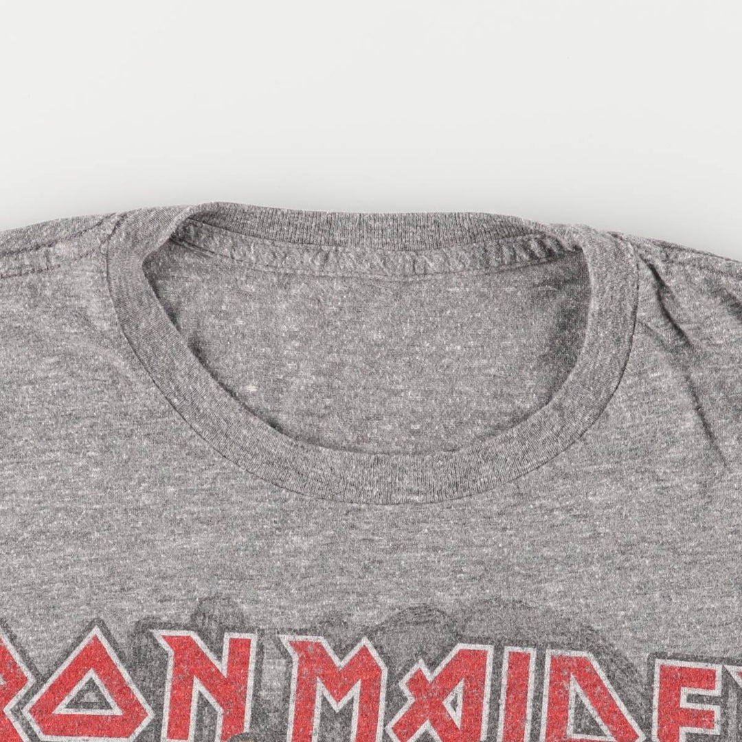 IRON MAIDEN Iron Maiden Band T-shirt Band T Men's L size unclear gray type Vintage Second Hand
