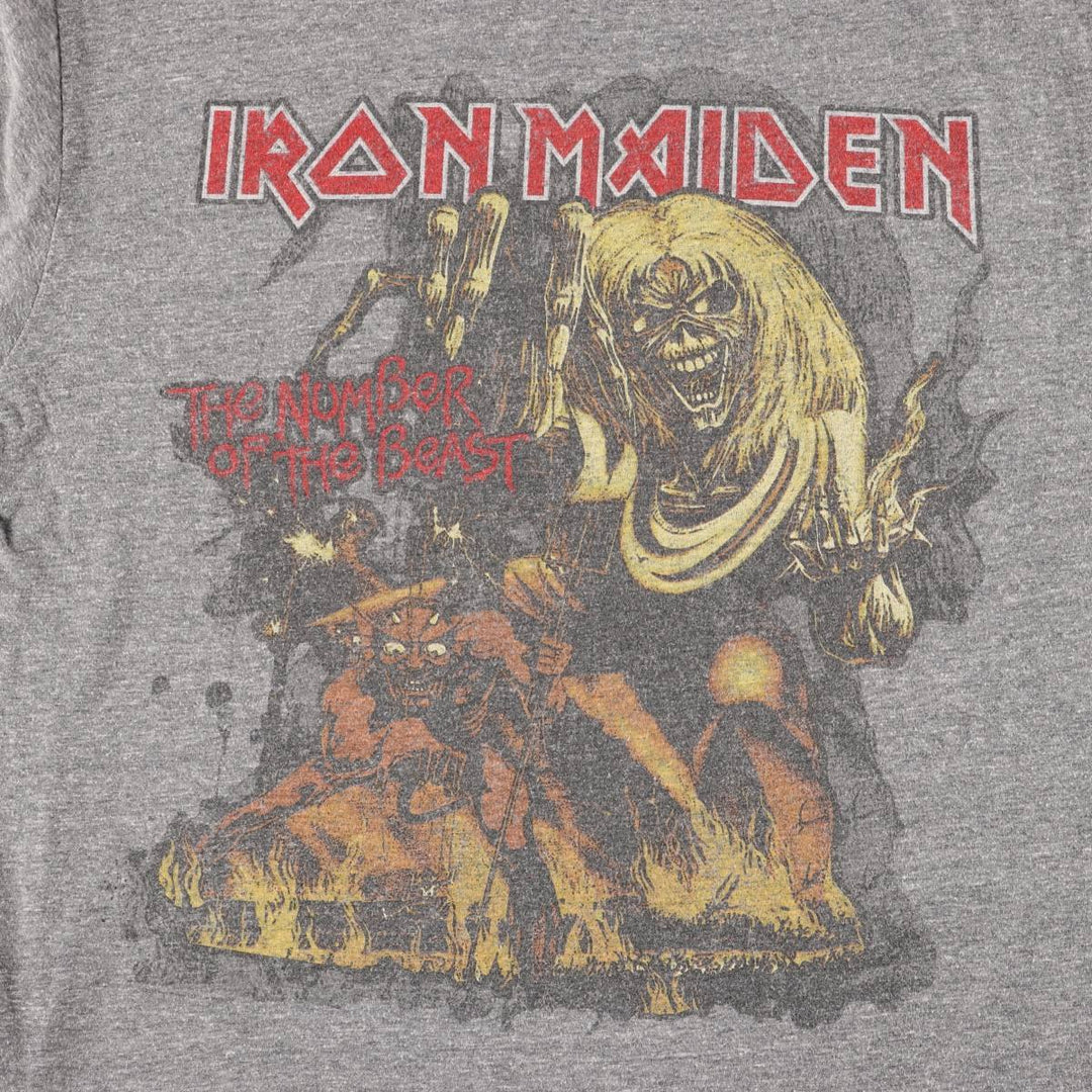 IRON MAIDEN Iron Maiden Band T-shirt Band T Men's L size unclear gray type Vintage Second Hand