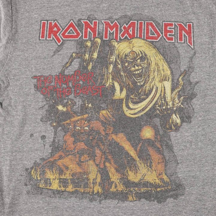 IRON MAIDEN Iron Maiden Band T-shirt Band T Men's L size unclear gray type Vintage Second Hand