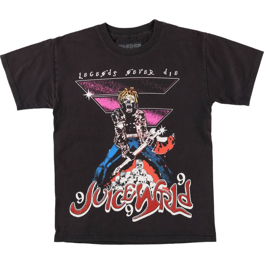 999 JUICE WRLD Skull Pattern Rap T-Shirt, Men's Size Medium cotton black type Vintage Second Hand