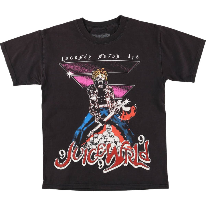 999 JUICE WRLD Skull Pattern Rap T-Shirt, Men's Size Medium cotton black type Vintage Second Hand