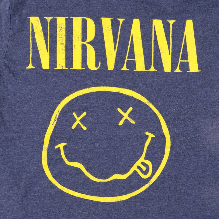 NIRVANA Nirvana Band T-shirt, Band T, Men's L size cotton blue type Vintage Second Hand