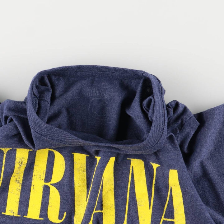 NIRVANA Nirvana Band T-shirt, Band T, Men's L size cotton blue type Vintage Second Hand