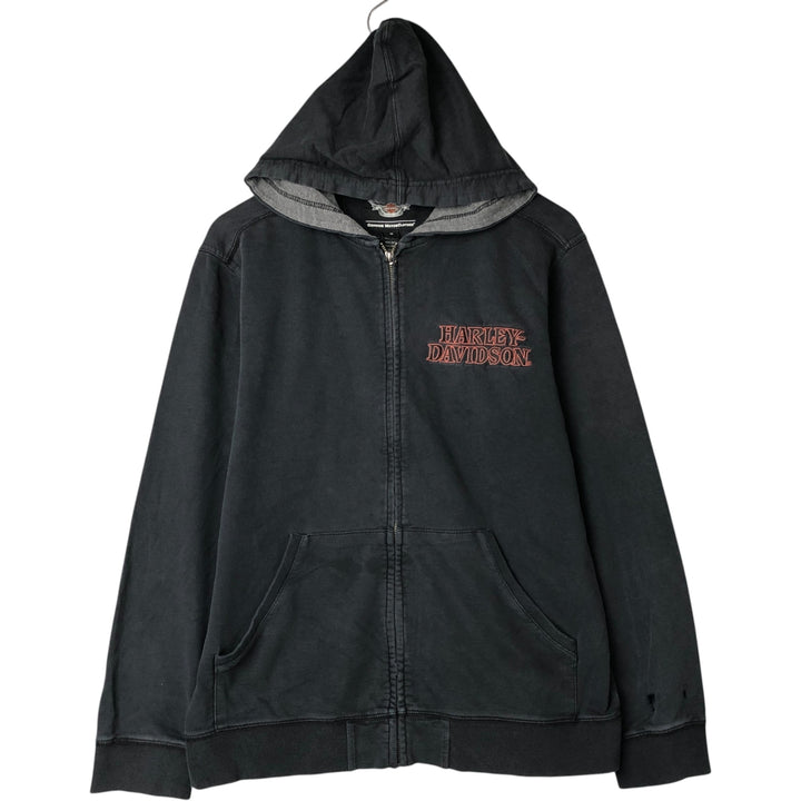 Harley-Davidson Men's Full-Zip Hoodie (Size M) cotton navy blue type Vintage Second Hand