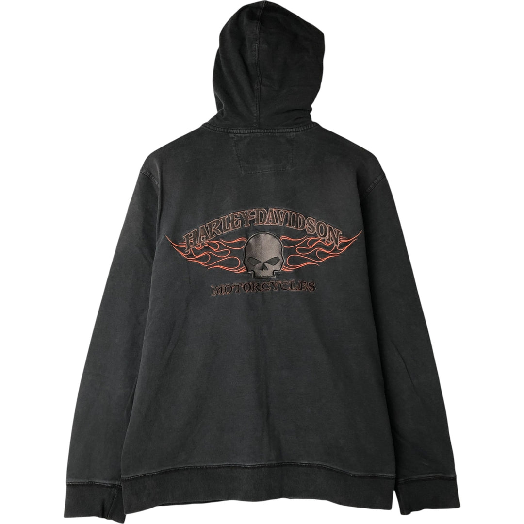 Harley-Davidson Men's Full-Zip Hoodie (Size M) cotton navy blue type Vintage Second Hand