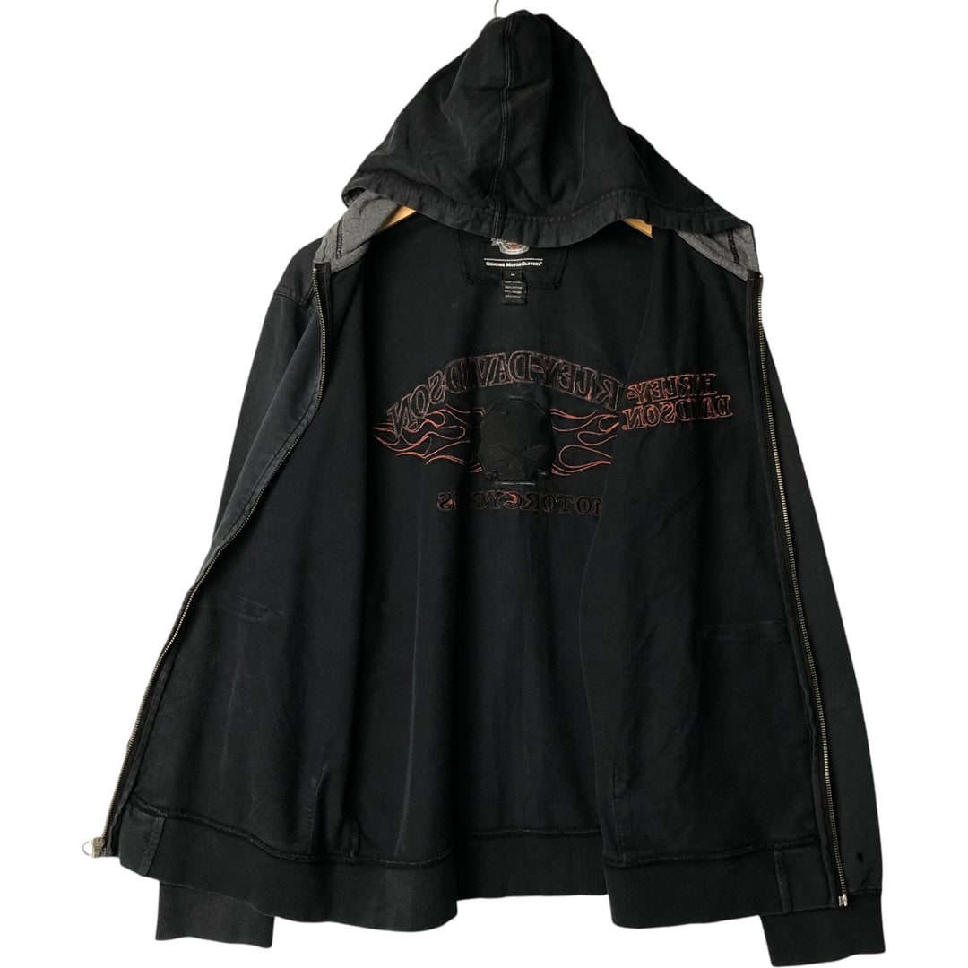 Harley-Davidson Men's Full-Zip Hoodie (Size M) cotton navy blue type Vintage Second Hand