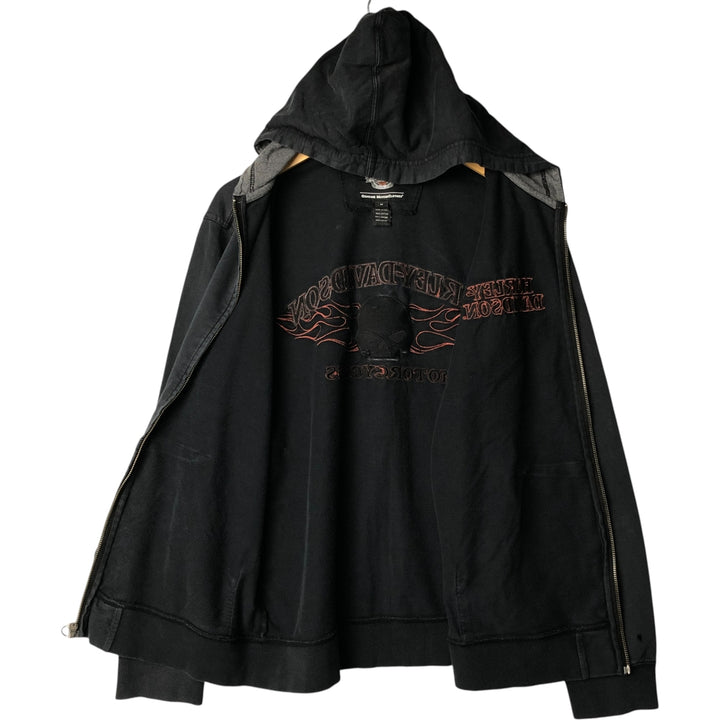 Harley-Davidson Men's Full-Zip Hoodie (Size M) cotton navy blue type Vintage Second Hand