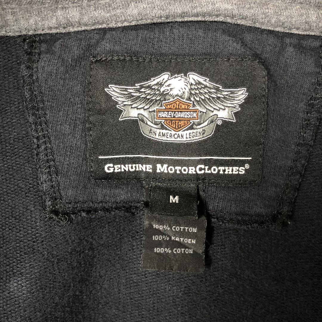 Harley-Davidson Men's Full-Zip Hoodie (Size M) cotton navy blue type Vintage Second Hand