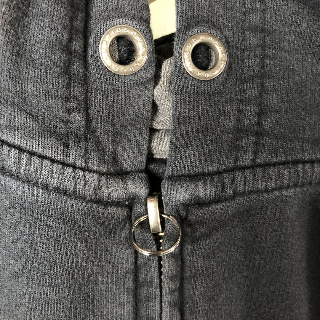 Harley-Davidson Men's Full-Zip Hoodie (Size M) cotton navy blue type Vintage Second Hand