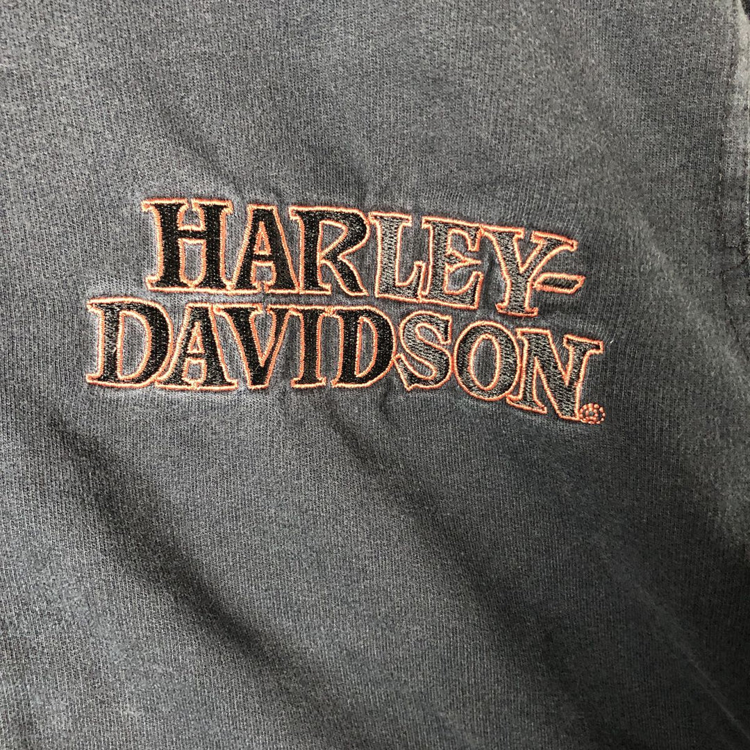 Harley-Davidson Men's Full-Zip Hoodie (Size M) cotton navy blue type Vintage Second Hand