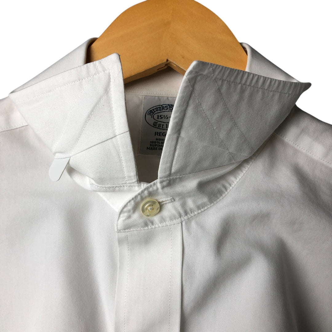 Brooks Brothers Est.1818 REGENT Wide Collar Short Sleeve Cotton Shirt Men's M cotton white type Vintage Second Hand