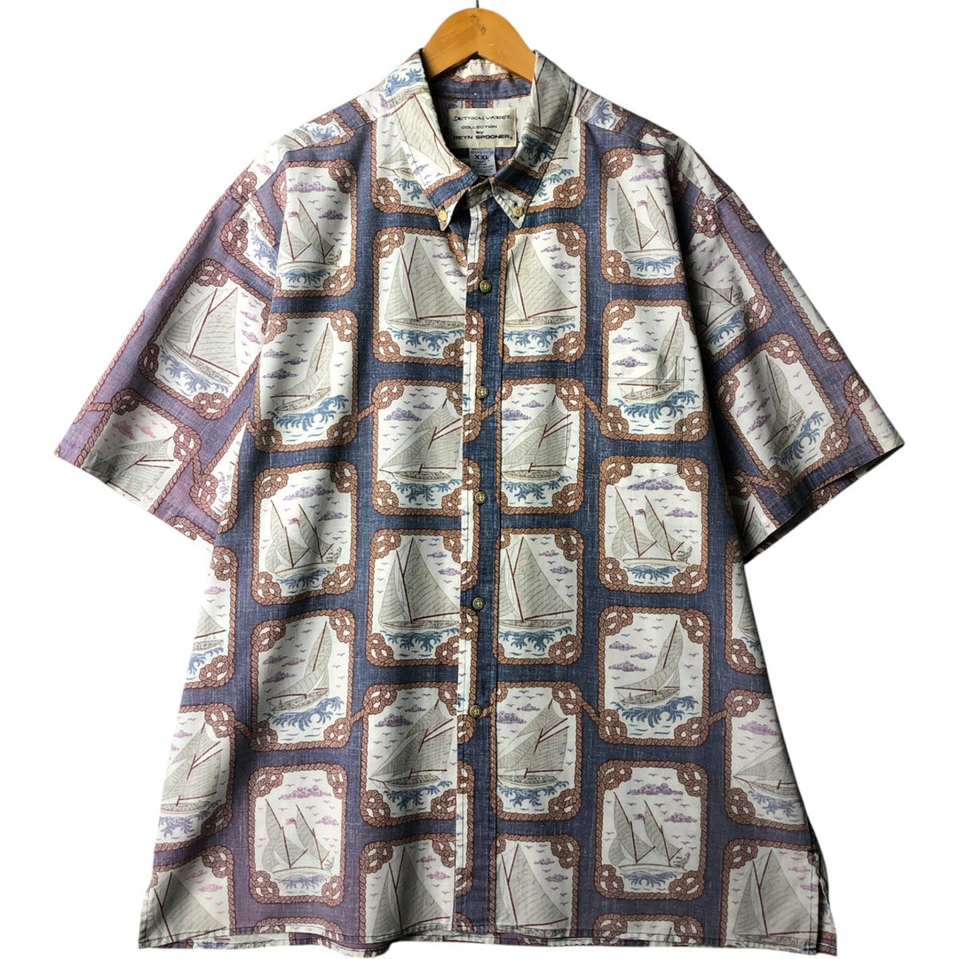 90'S Reyn Spooner DIETRICH VAREZ COLLECTION All-over print button-down Hawaiian aloha shirt box shirt cotton navy blue type Vintage Second Hand